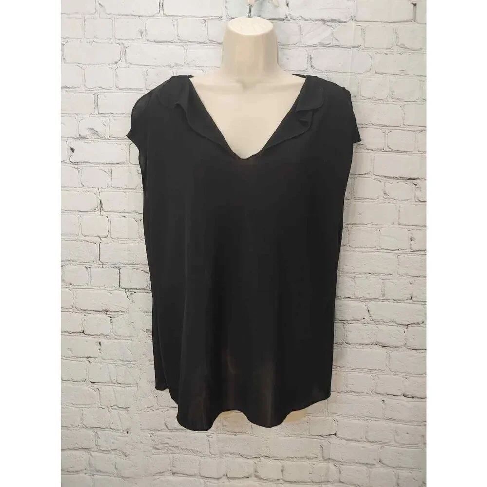 Time & A Half VINTAGE Womens Size 3XL Black Polyester Blouse.
